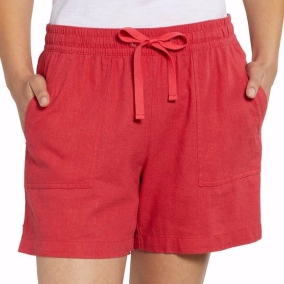 NWT NAUTICA Ladies Linen Blend Pull On Shorts - Rose Coral (Red) - Picture 4 of 5